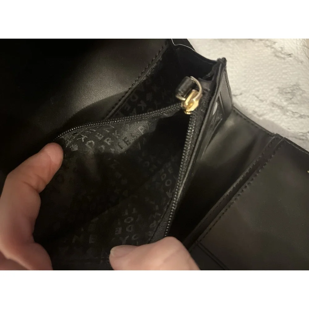 Kate Spade Street Callie Pebble Leather Tri-fold Wallet Black, Vintage [L]